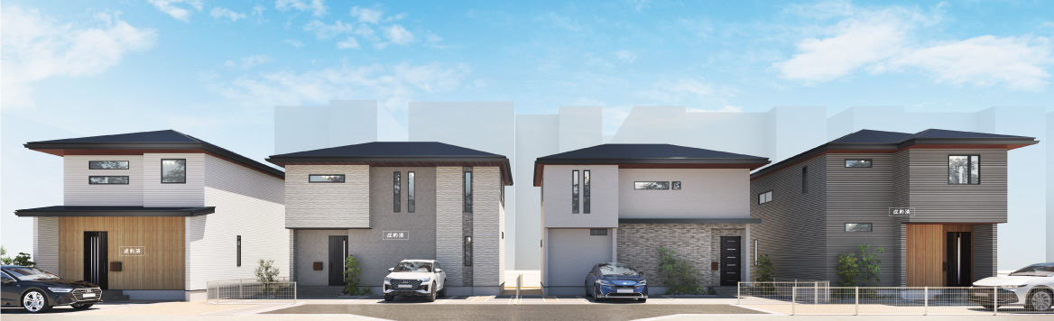 区画図　土地面積約48～50坪、3台駐車可能