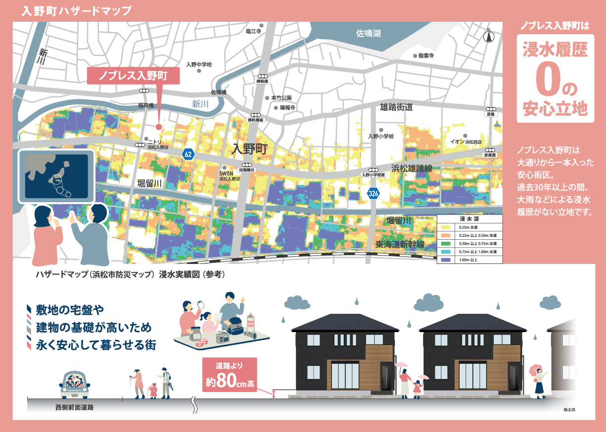 ノブレス入野町は、浸水履歴0の安心立地。