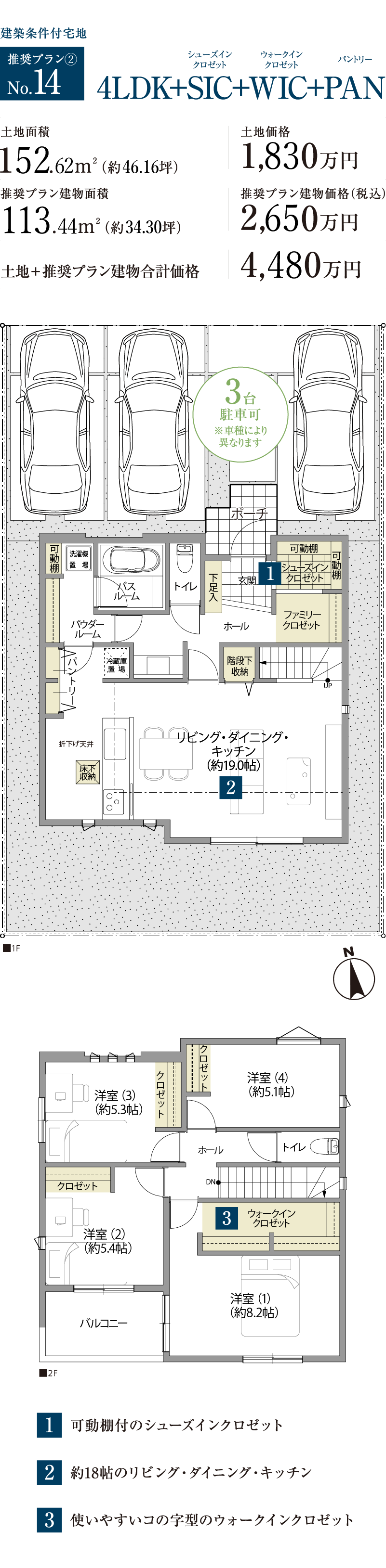 広い庭を愉しむ4LDKプラン。