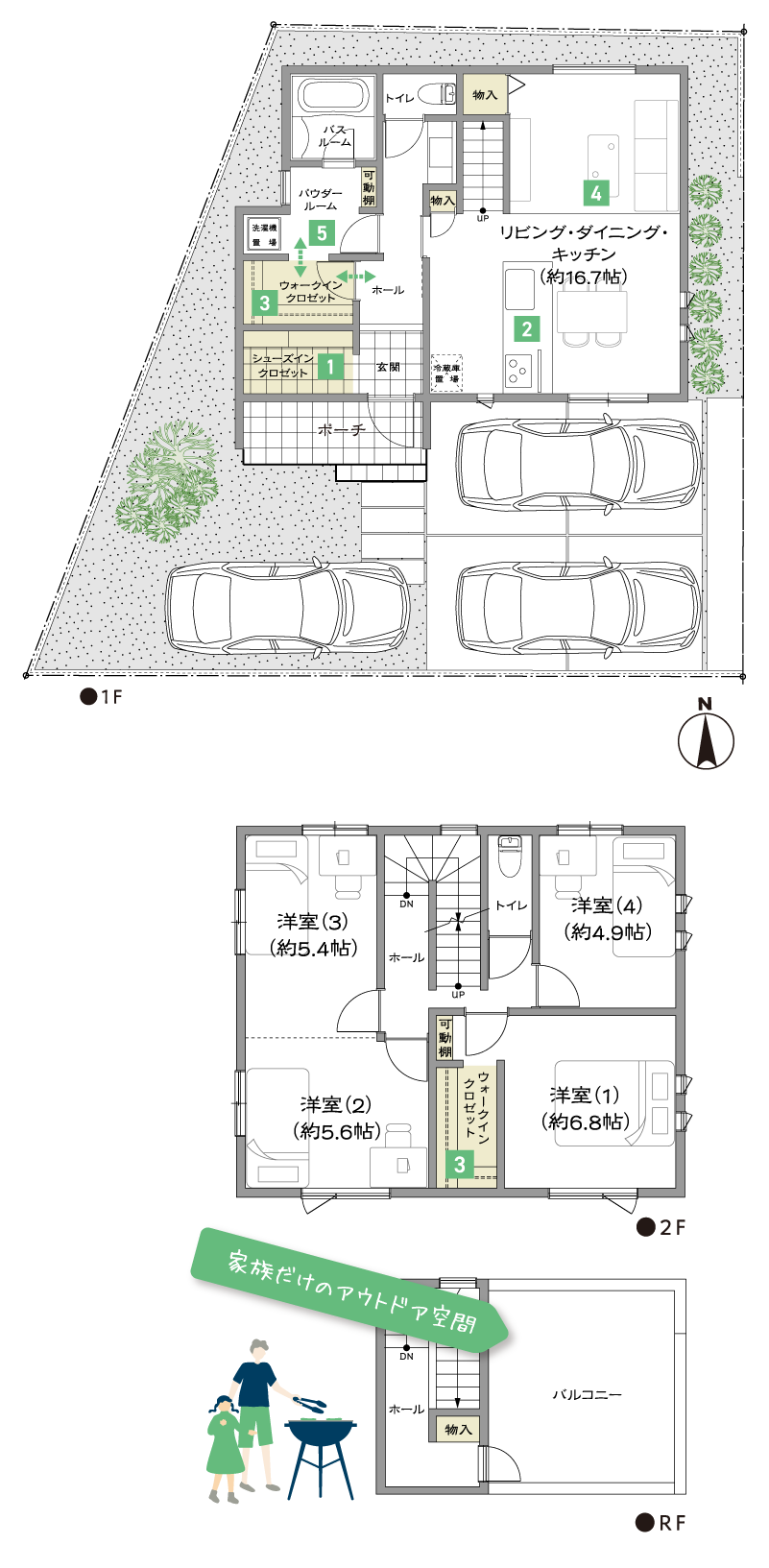 屋上バルコニーのある4LDKプラン