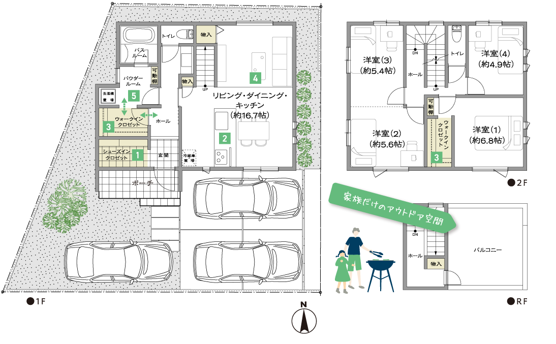 屋上バルコニーのある4LDKプラン