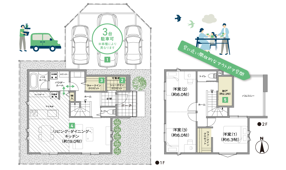 豊富な収納と大きなバルコニー付きプラン