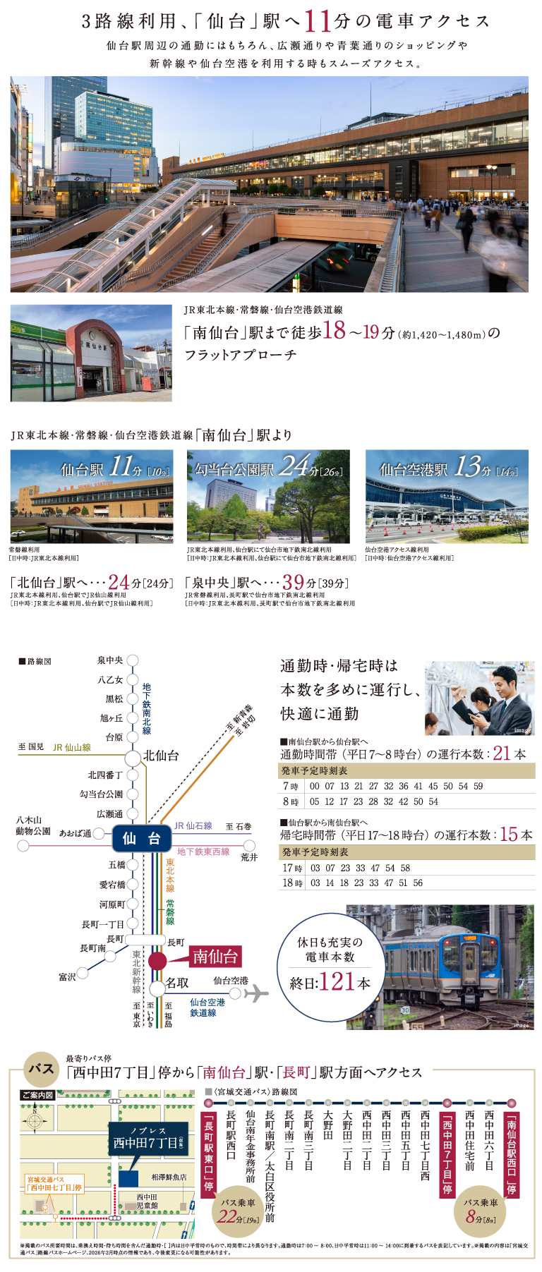 車やバスを利用した都心部や郊外への良好なアクセス
