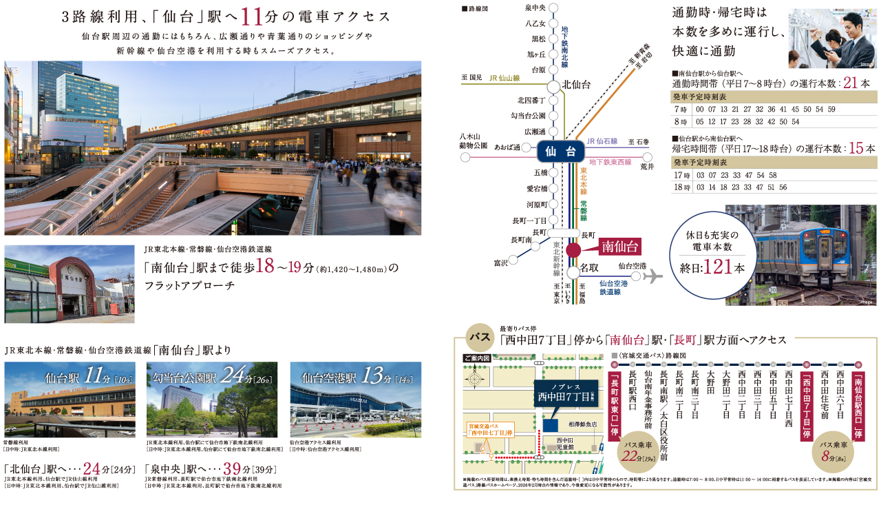 車やバスを利用した都心部や郊外への良好なアクセス