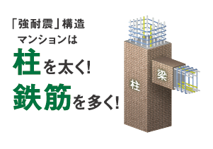 強耐震構造マンションは柱を太く、鉄筋を多く