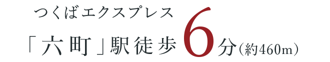 つくばエクスプレス「六町」駅徒歩6分（約460m）