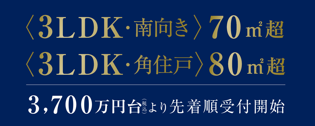 南向き3LDK3,700万円台よりご案内