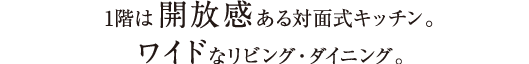 1階は開放感ある対面式キッチン。ワイドなリビング・ダイニング。