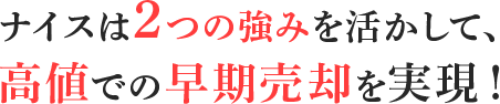 ナイスは2つの強みを活かして、高値での早期売却を実現！
